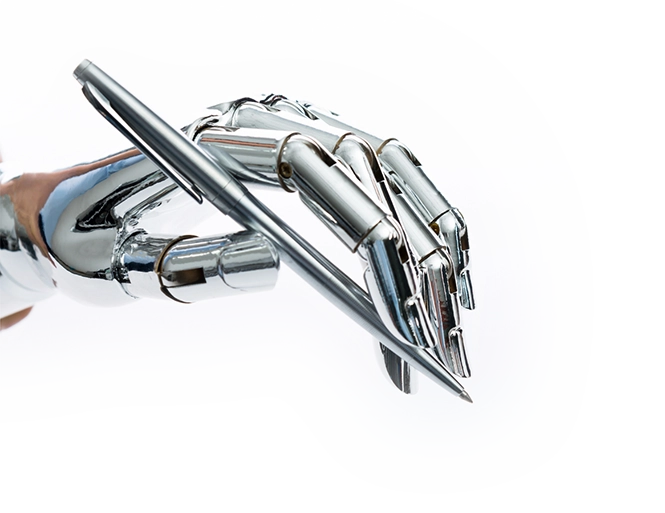 Illustration of a robot writing news articles