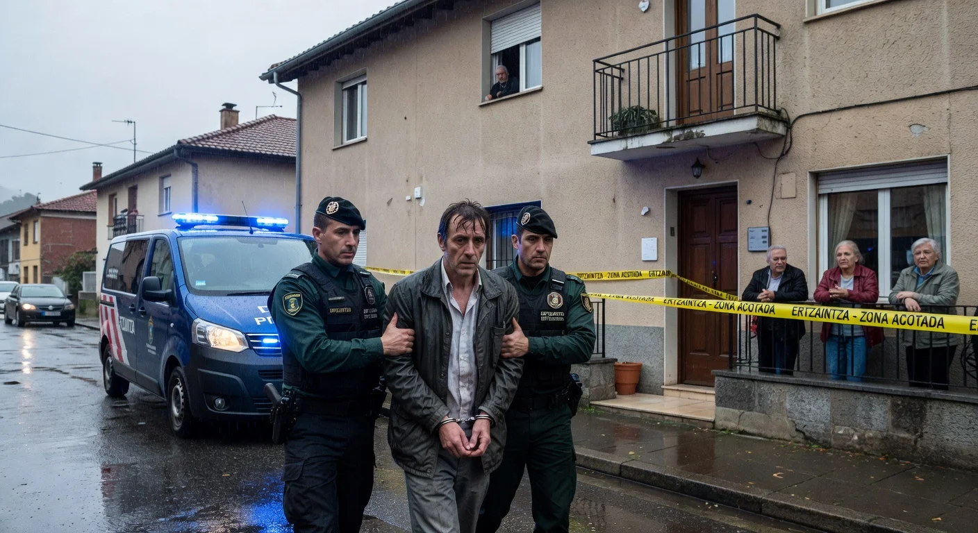 Ertzaintza police detain 45-year-old suspect in violent death of partner, Basauri gender violence case.