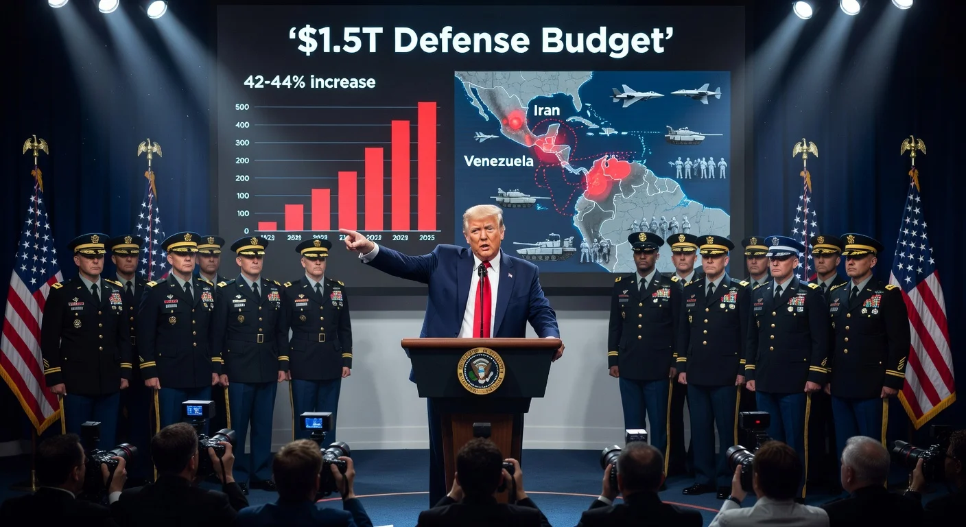 President Trump presents record $1.5 trillion defense budget proposal amid wars in Iran and Venezuela.