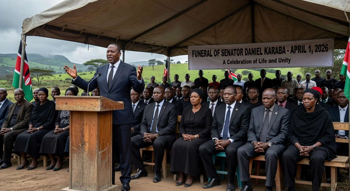 Uhuru Kenyatta speaks on unity at Daniel Karaba's funeral, with opposition leaders present.