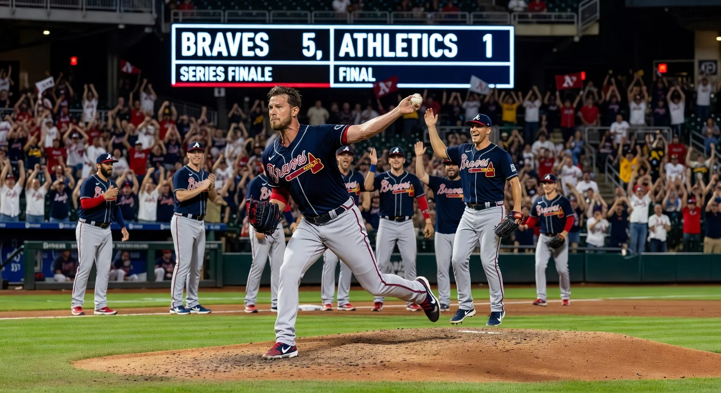 Chris Sale pitches strongly as Braves defeat Athletics 5-1 at Truist Park, with Drake Baldwin's key RBIs.