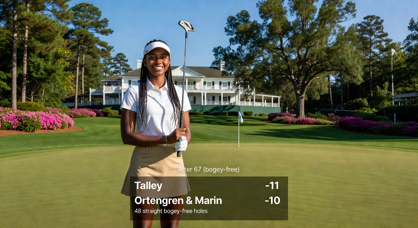 Asterisk Talley holds a one-shot lead at the Augusta National Women’s Amateur after a bogey-free second round.