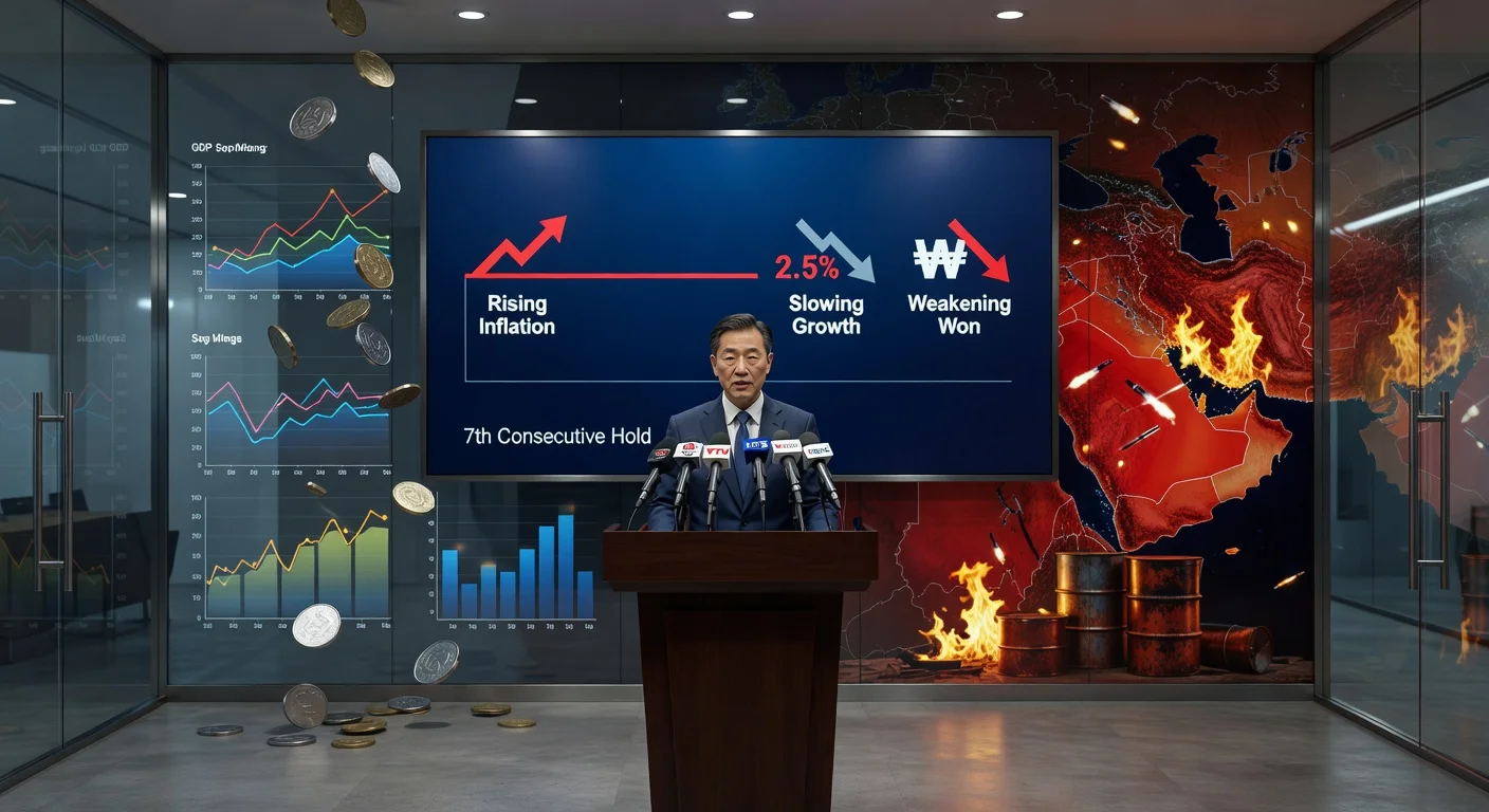 Bank of Korea Governor announces steady 2.5% interest rate amid Middle East war uncertainties.