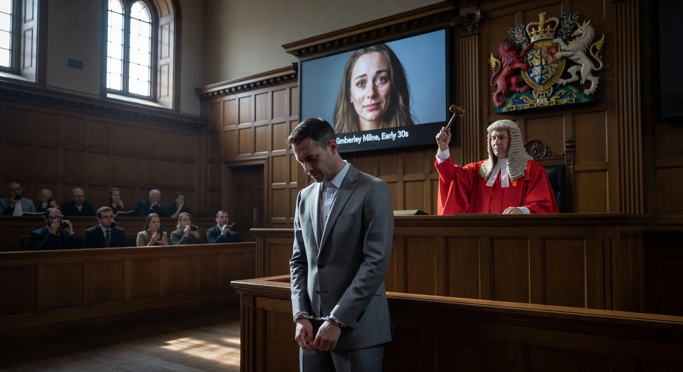 Courtroom scene in Glasgow High Court showing a man sentenced for culpable homicide after driving his wife to suicide.
