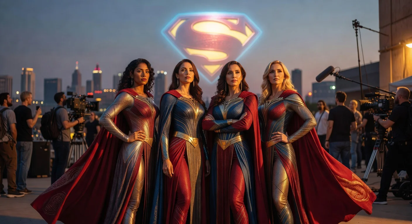 Four actresses Adria Arjona, Eva De Dominici, Sydney Chandler, and Grace Van Patten posed as finalists for the Maxima role on the Superman sequel set.