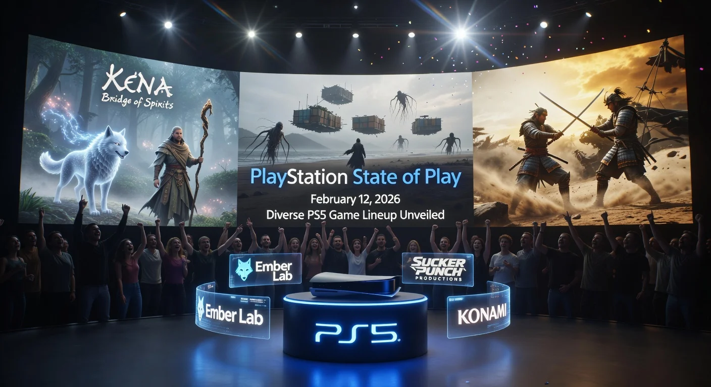 Photorealistic depiction of Koei Tecmo producer Yosuke Hayashi announcing Dead or Alive 6 Last Round remaster and new game on PlayStation State of Play stage.