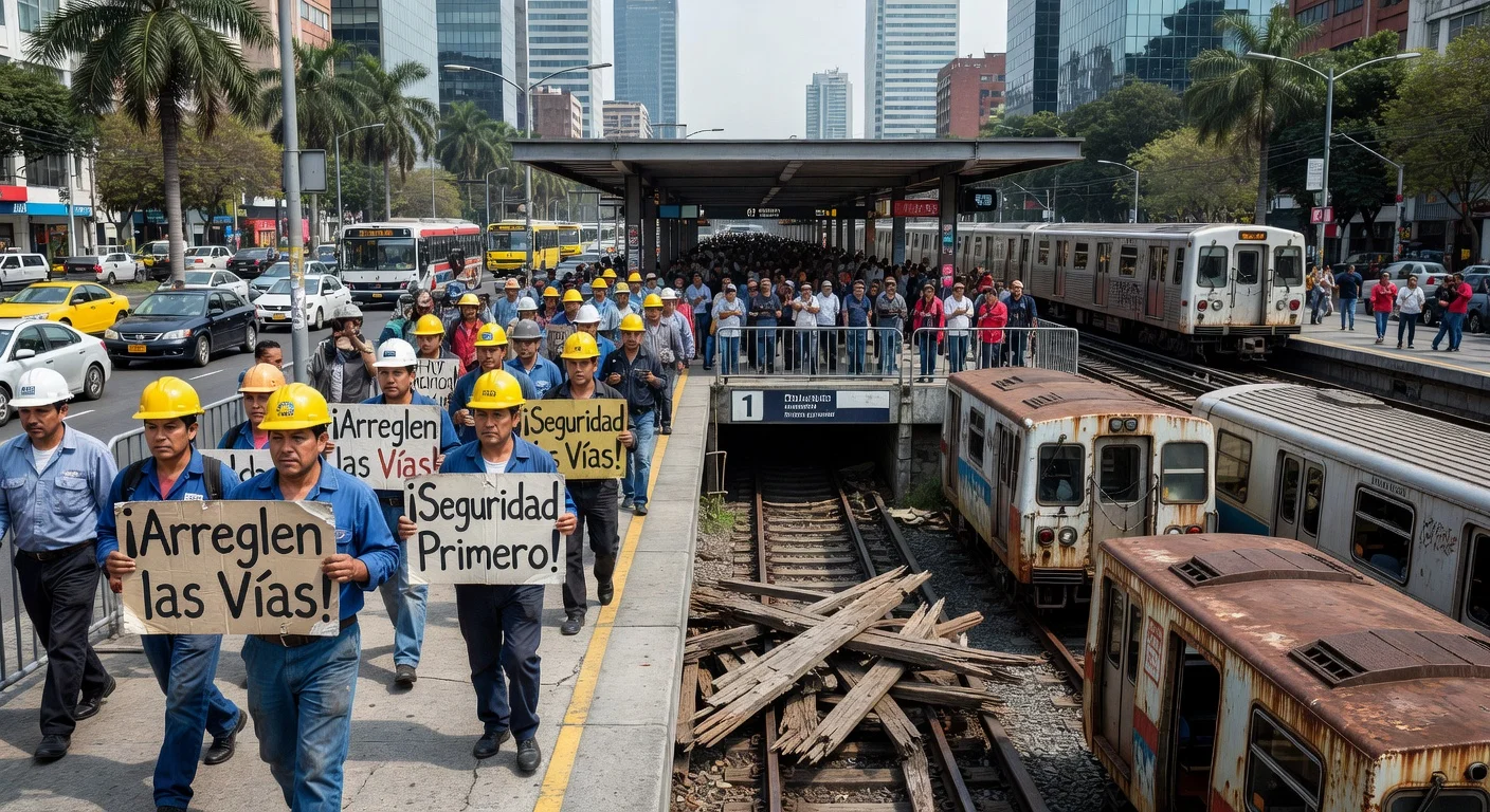 Mexico City Metro workers protest safety issues like fractured tracks during strike, impacting 2 million commuters.
