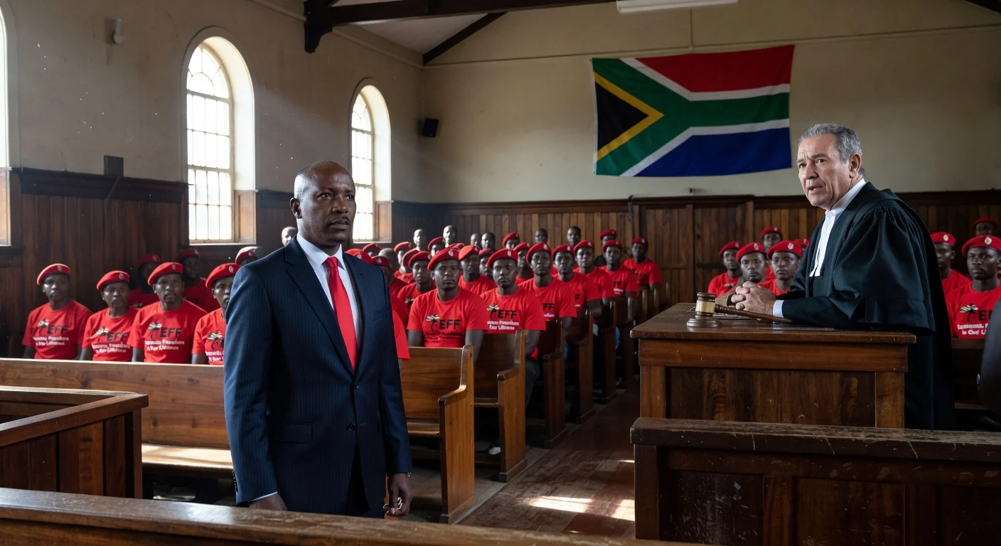 Julius Malema in South African courtroom as judge sentences him to five years for 2018 firearm offense.