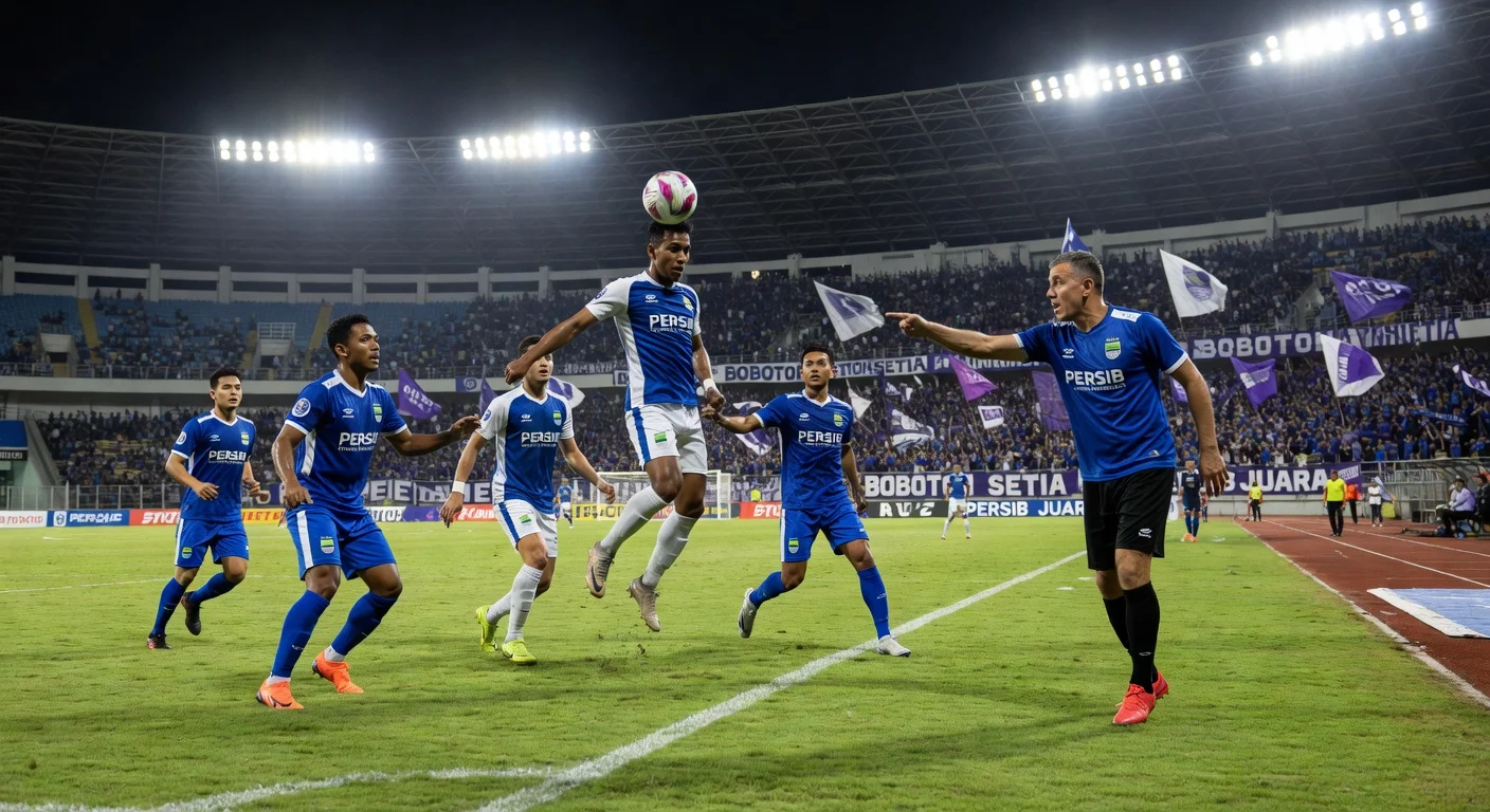 Persib Bandung players attack fiercely against Ratchaburi FC in a packed home stadium during the ACL Two second leg, aiming to reverse a 0-3 deficit.