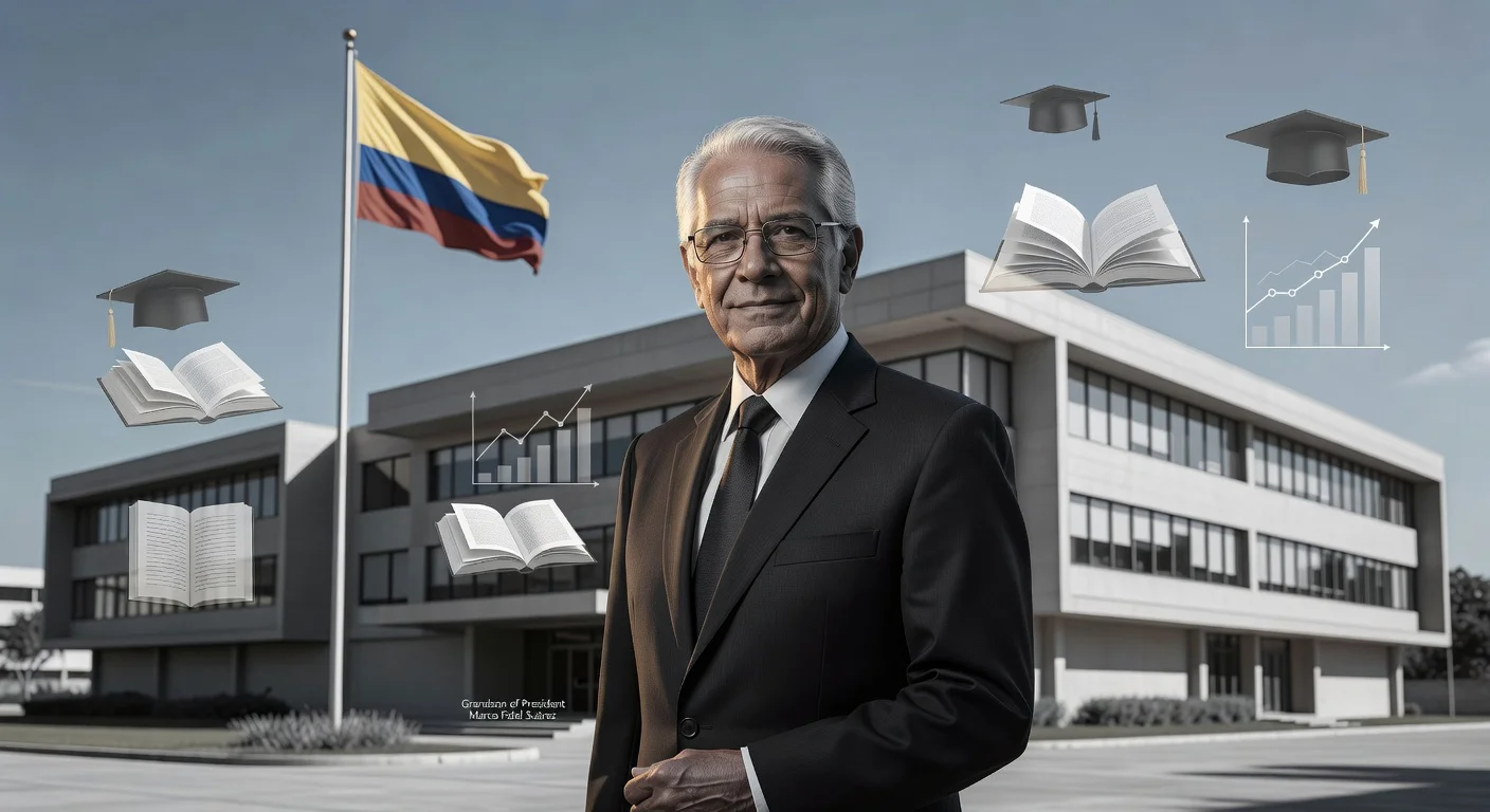 Portrait of Marco Fidel Rocha Rodríguez, Usco founder and educator, honored in front of the university campus.