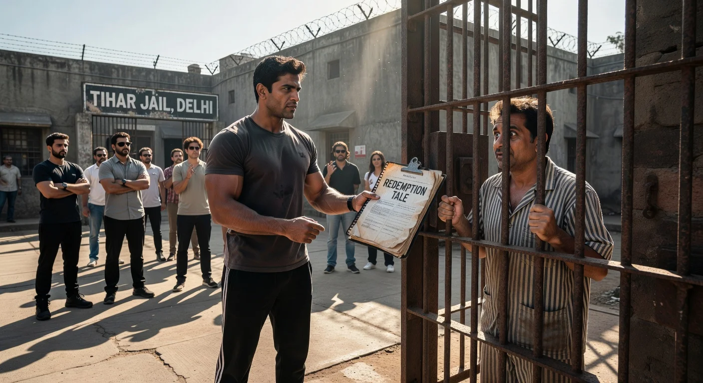 Vijender Singh offers film role to jailed Rajpal Yadav outside Tihar Jail, symbolizing Bollywood solidarity.
