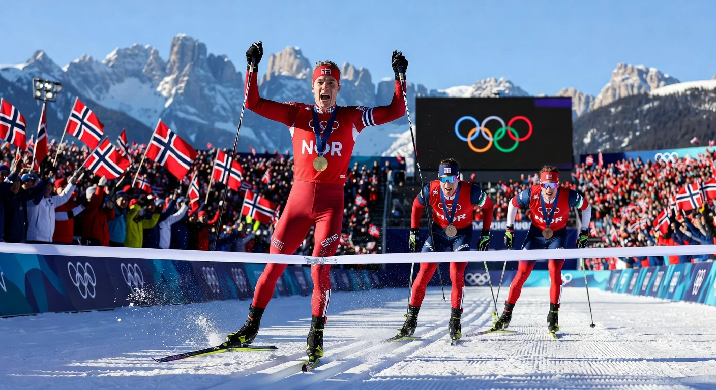 Johannes Høsflot Klæbo anchors Norway to relay gold, clinching record ninth Olympic medal, with France silver and Italy bronze in thrilling finish.