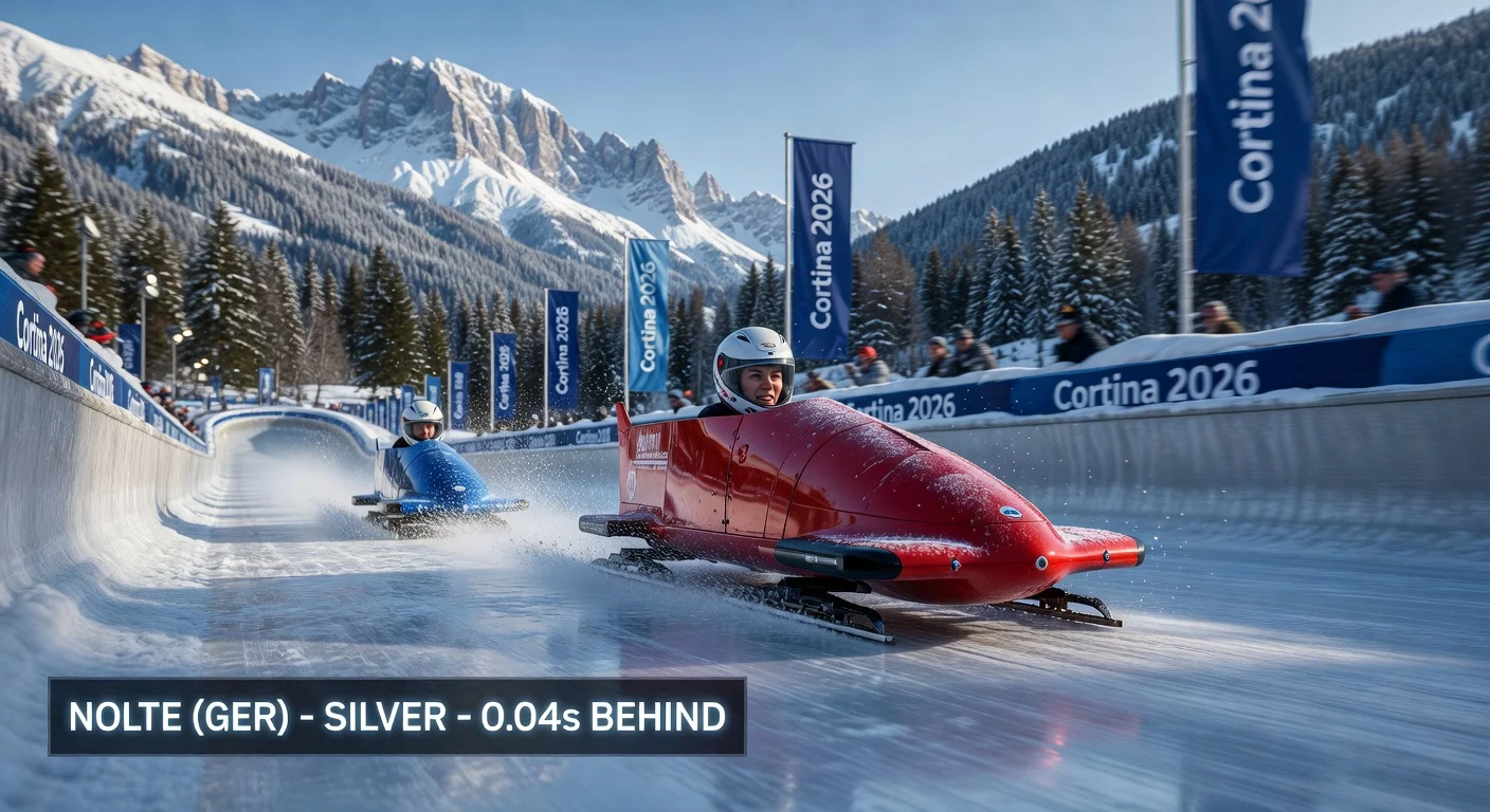 Laura Nolte races to silver in monobob, missing gold by 0.04 seconds at Cortina Olympics.