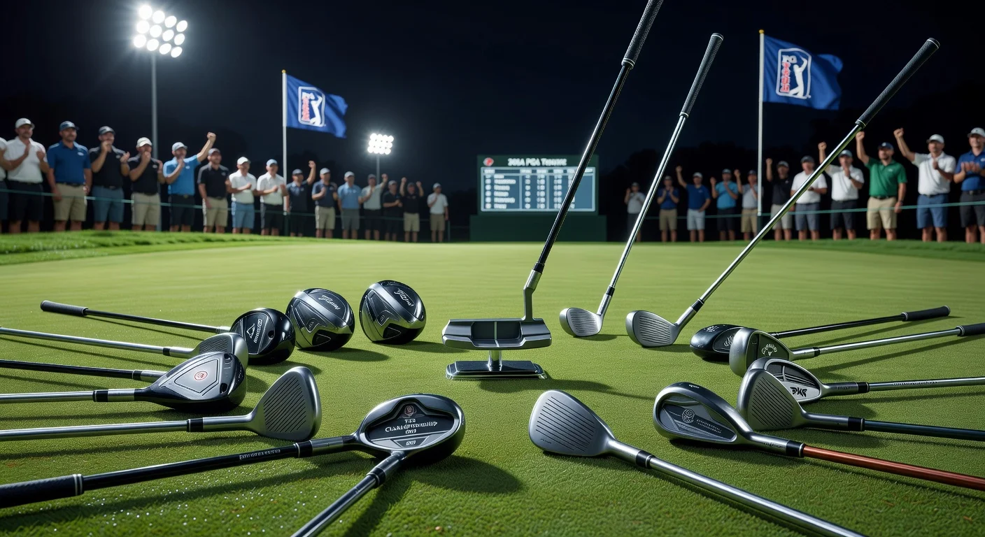 Golf equipment used by 2026 PGA Tour early season winners: diverse drivers and dominant putter on a tournament green.