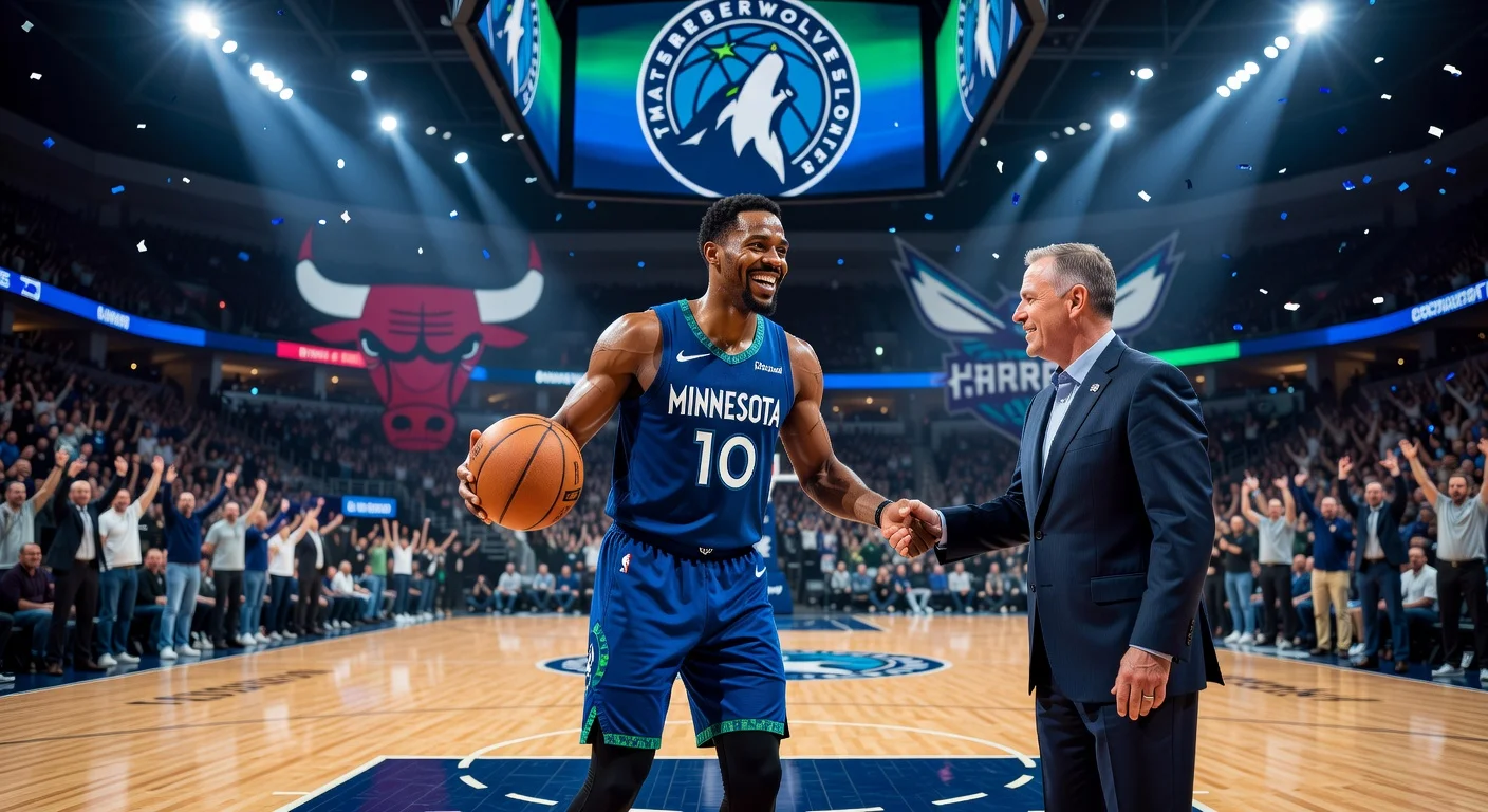Mike Conley rejoins the Minnesota Timberwolves in a celebratory arena scene after trades and waiver.