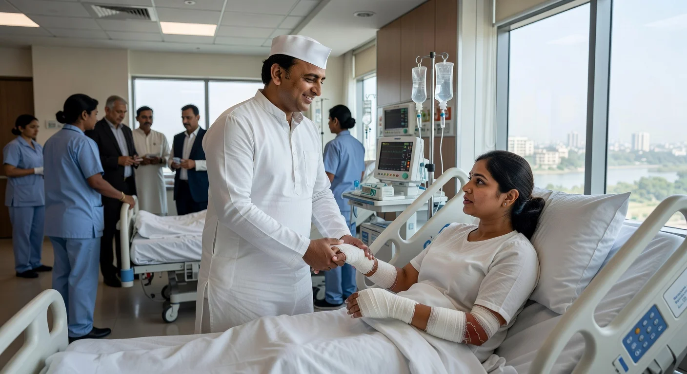Akhilesh Yadav visits burn-injured BJP MLA Anupama Jaiswal at Medanta Hospital, promoting social harmony.