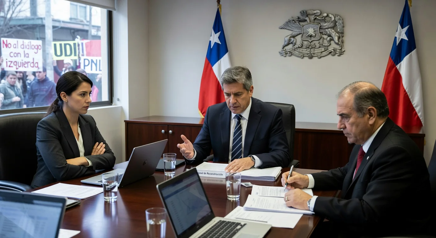 Chilean government minister meets with Frente Amplio and Communist Party leaders to discuss reform bill, despite right-wing criticism.
