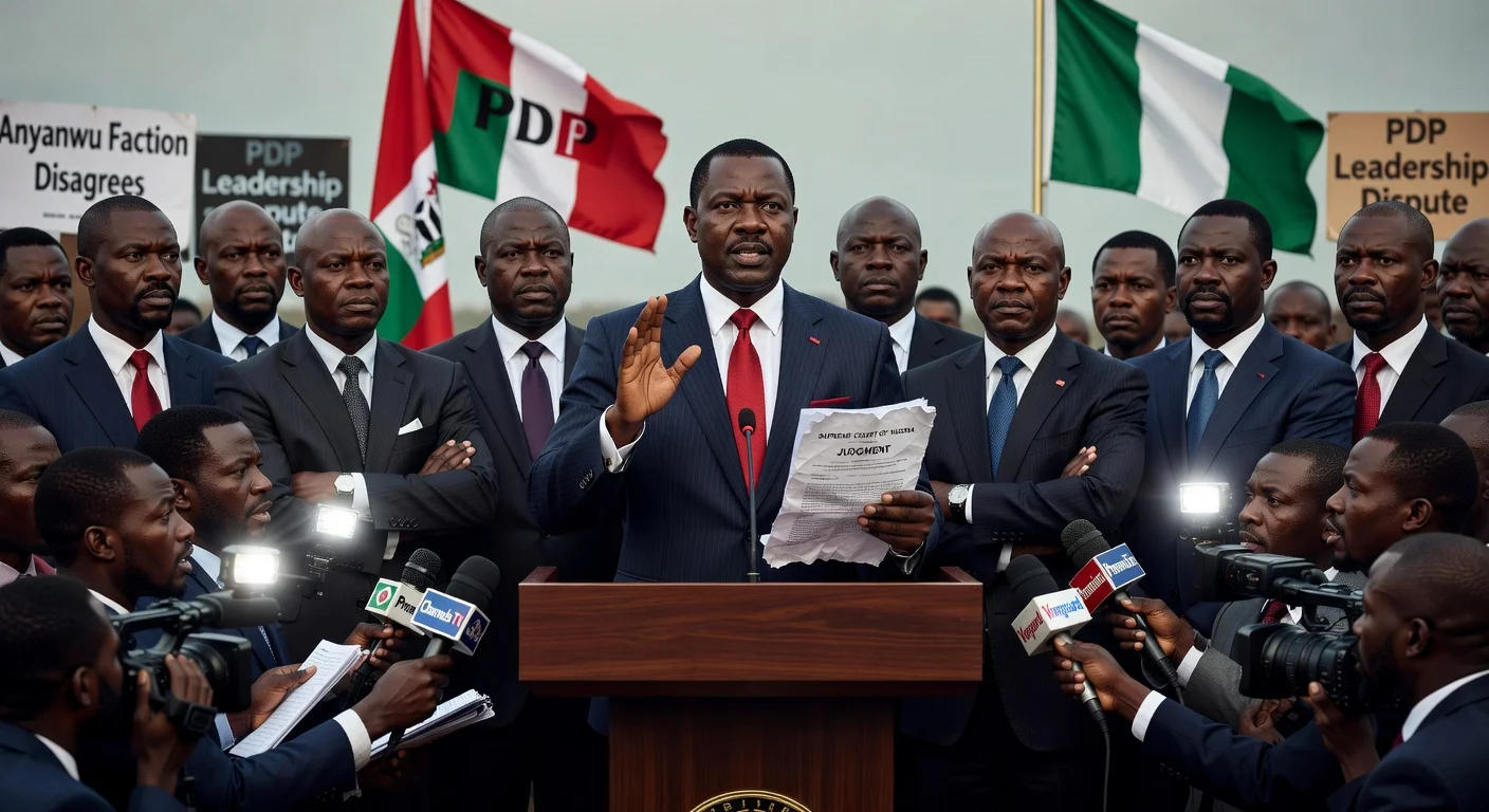 Senator Adolphus Wabara announces PDP BoT leadership takeover following Supreme Court ruling nullifying party convention.