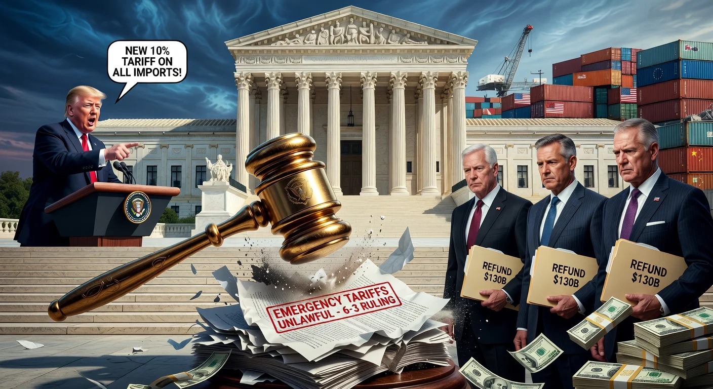 US Supreme Court strikes down Trump tariffs; importers sue for refunds as Trump announces new duties.