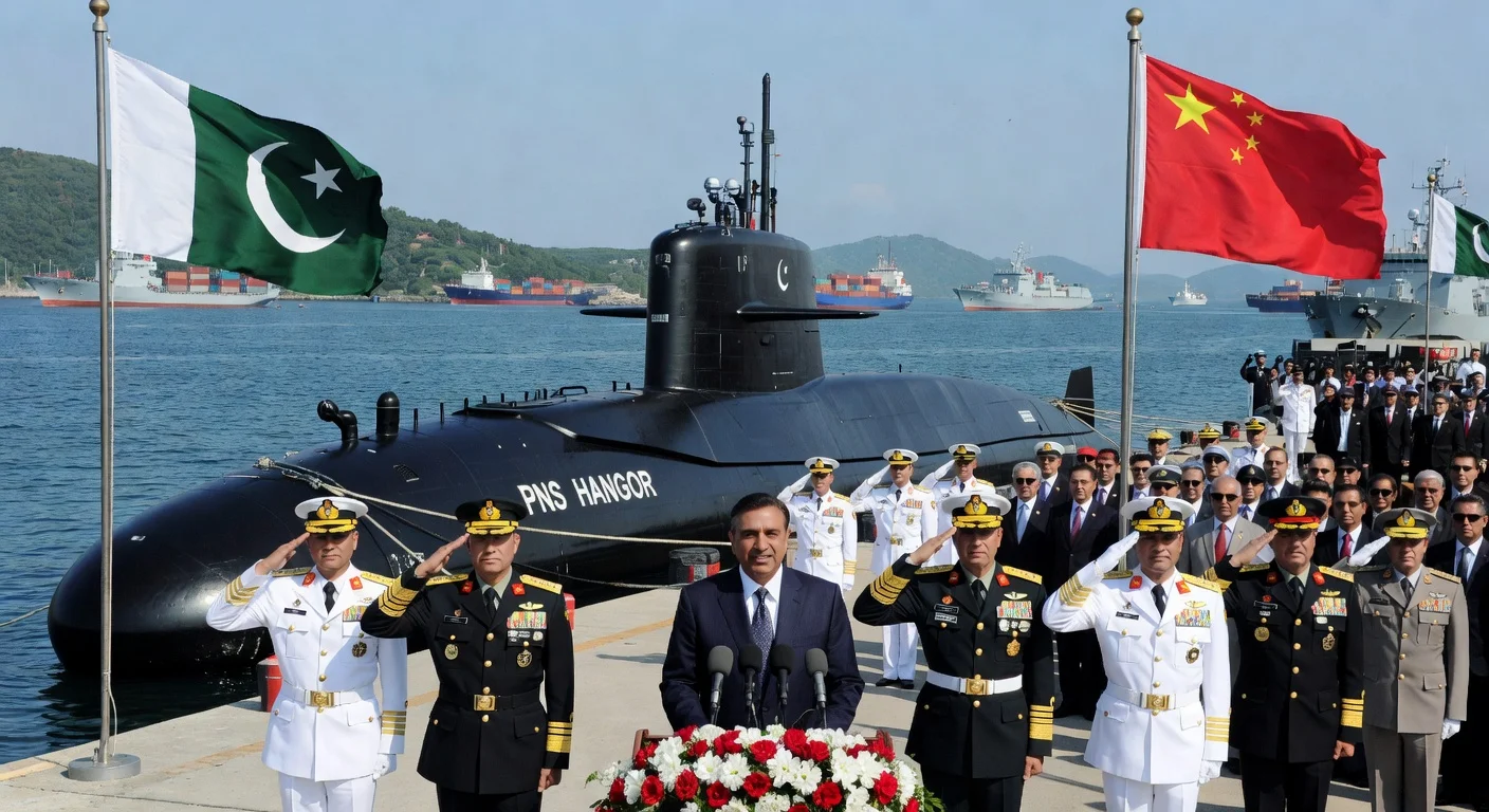 President Asif Ali Zardari commissions Pakistan's first Chinese-built Hangor-class submarine at Sanya Port, China, marking a milestone in naval partnership.