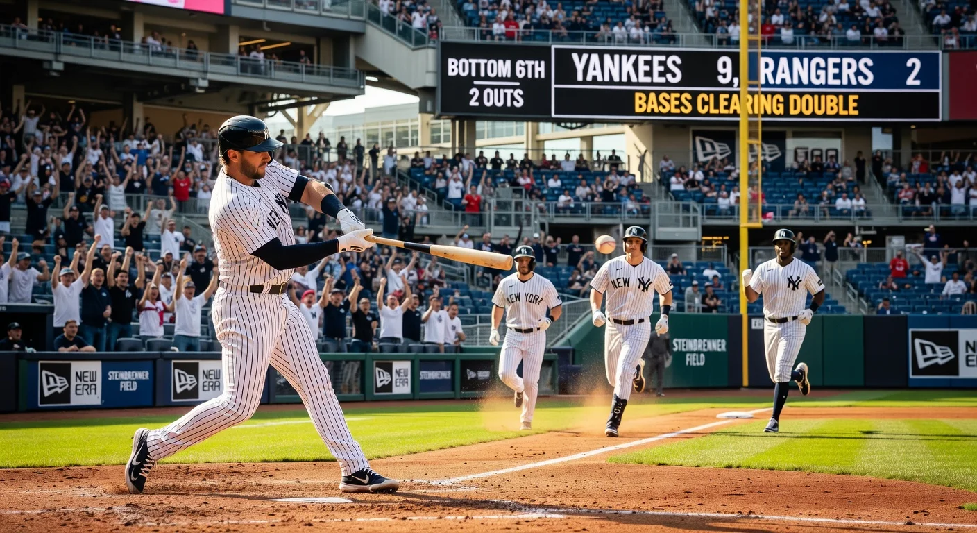 Trent Grisham hitting a bases-clearing double for the Yankees at Yankee Stadium