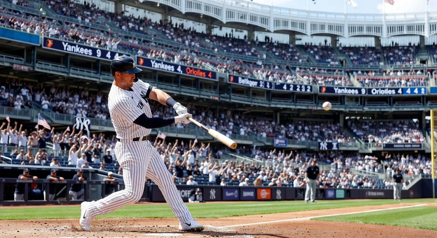 Cody Bellinger hits a home run for the Yankees in their 9-4 win over the Orioles at Yankee Stadium.