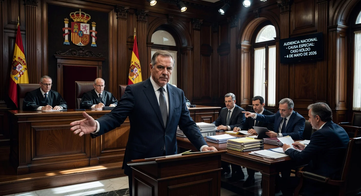 José Luis Ábalos testifying and denying charges in Spain's Supreme Court Koldo mask scandal trial.