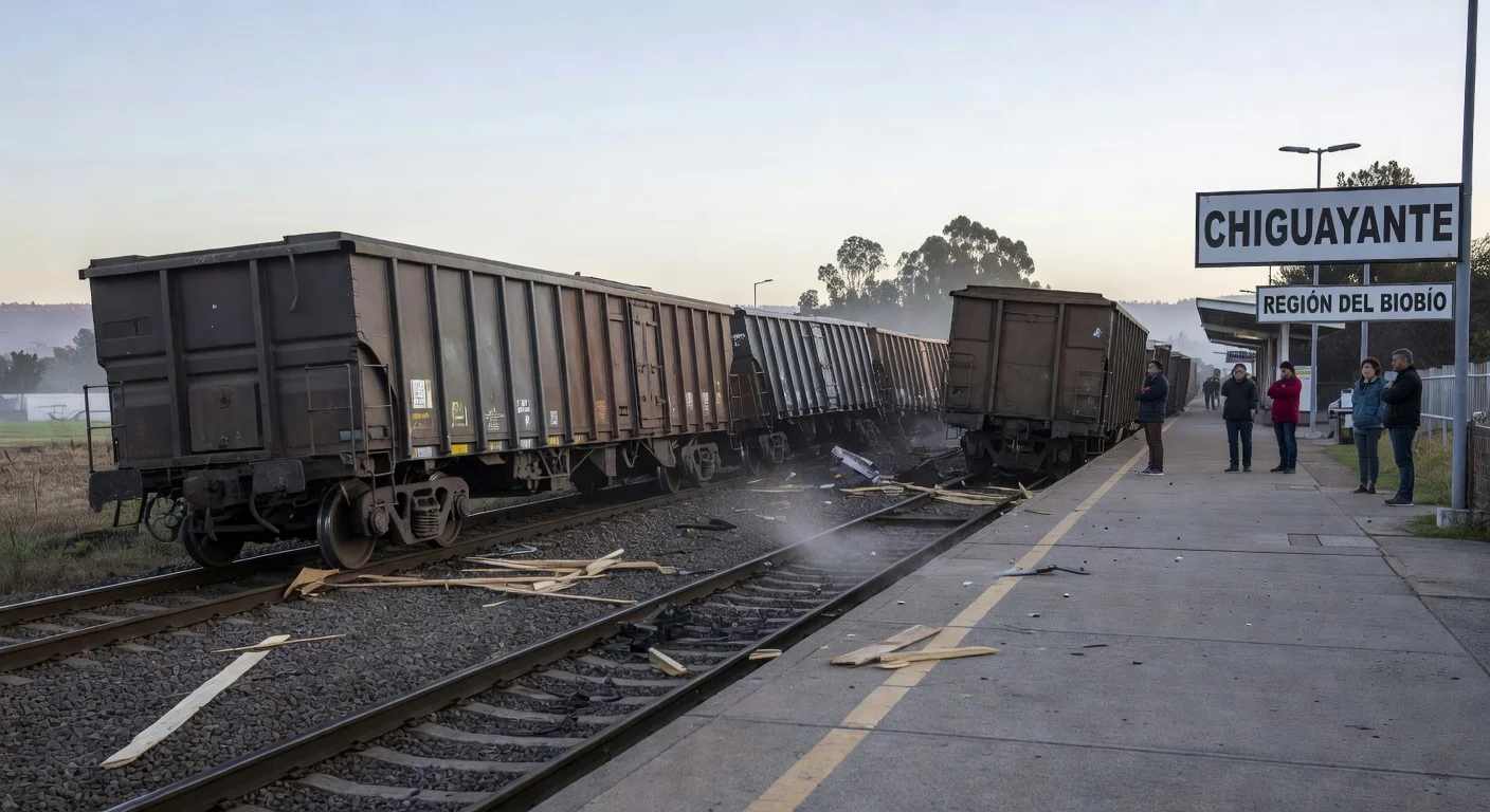 Derailed cargo train cars at Chiguayante station early Saturday morning, no injuries.