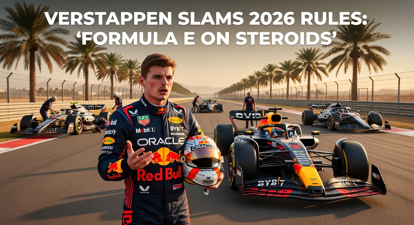 Max Verstappen passionately criticizes F1 2026 regulations during Bahrain pre-season testing, evoking 'Formula E on steroids'.