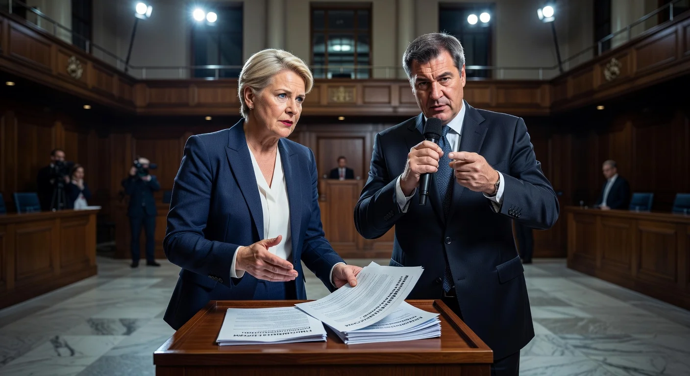 Politicians Manuela Schwesig and Markus Söder advocating for tax reform in the German parliament following the rejection of a relief premium.