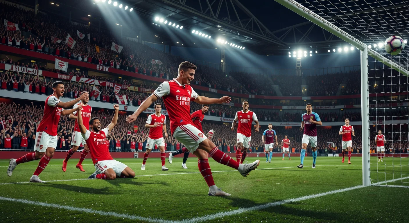 Leandro Trossard celebrating his late winning goal for Arsenal against West Ham in the Premier League.