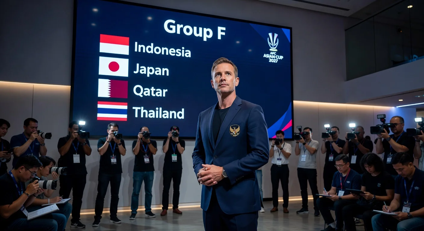 Indonesian coach reviewing tough Group F draw with Japan, Qatar and Thailand for the 2027 Asian Cup.