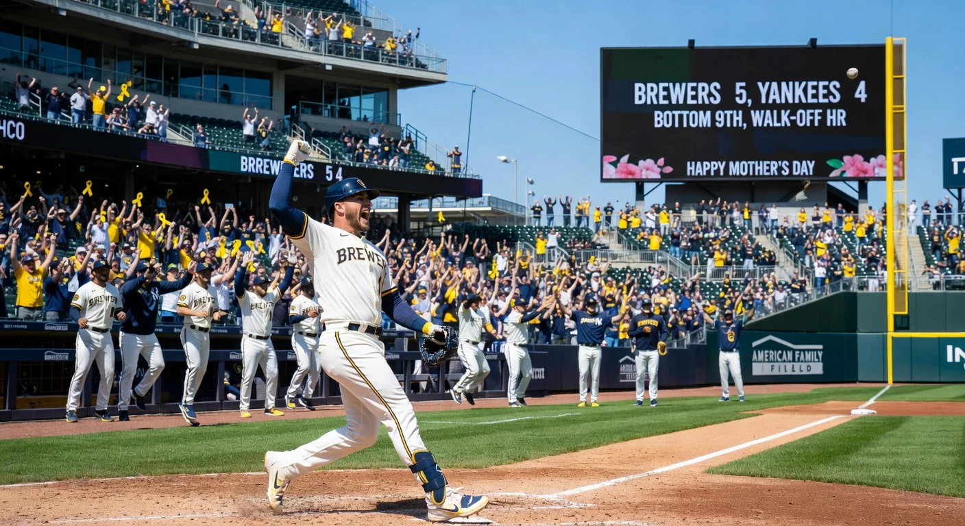 Brice Turang hits a walk-off home run to complete the Brewers' sweep of the Yankees at American Family Field.