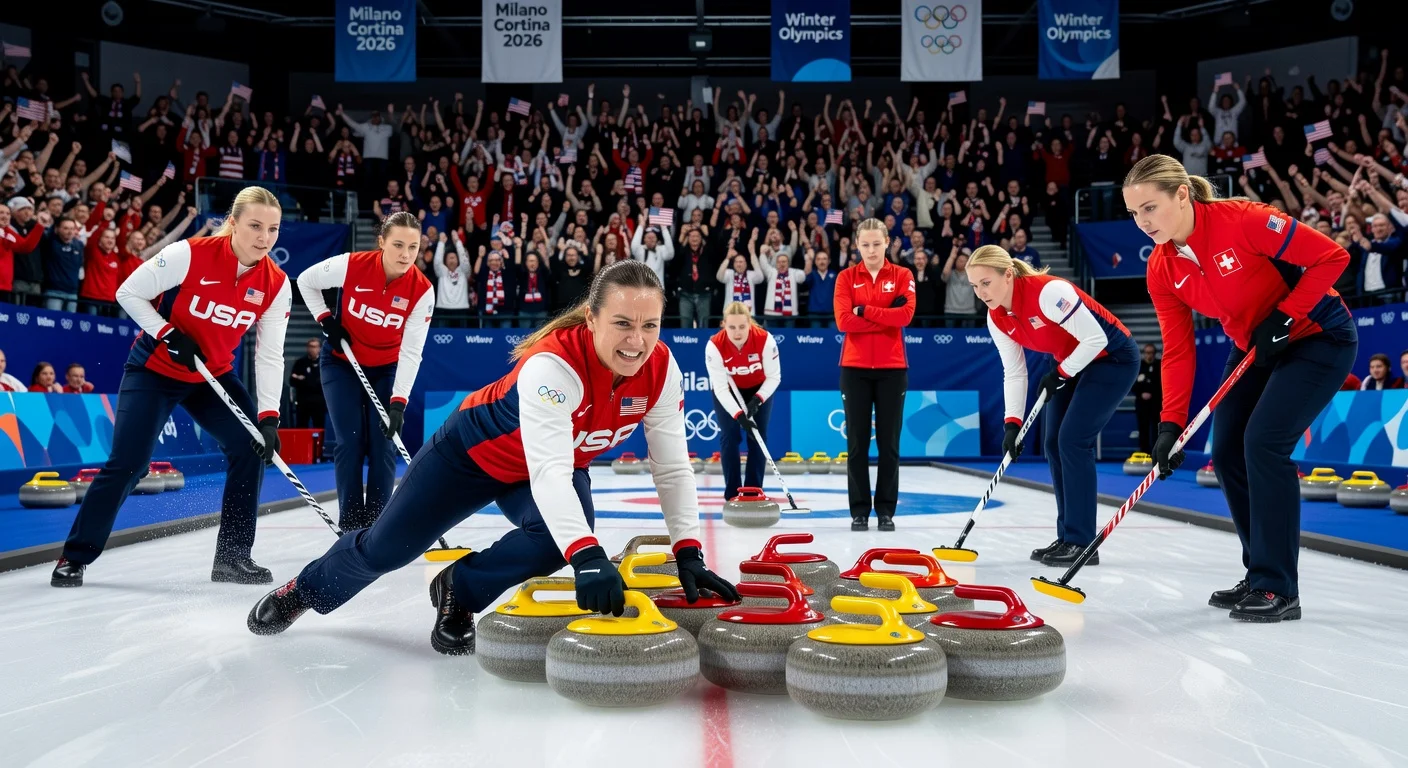 U.S. women's curling skip Tabitha Peterson delivers the game-winning stone in extra-end victory over Switzerland, securing Olympics semifinals berth.