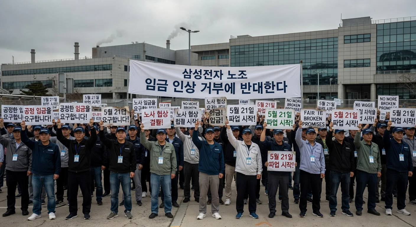 Protesting Samsung workers outside factory amid strike fears