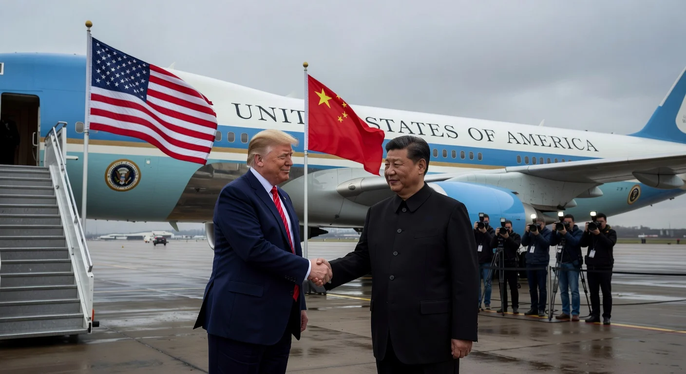 Donald Trump boarding his plane after meeting with Xi Jinping in Beijing