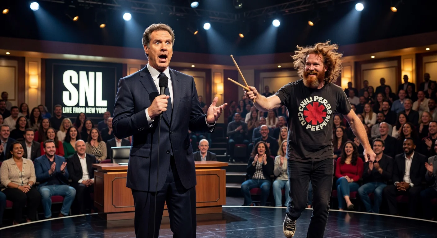 Will Ferrell surprised on SNL stage as Chad Smith interrupts his monologue