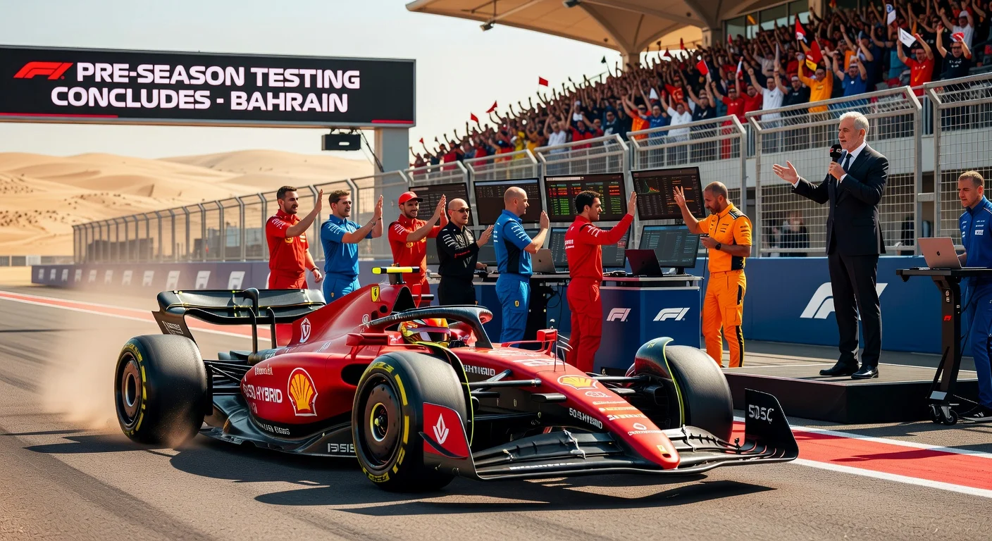 F1 teams wrap up Bahrain pre-season testing with new 2026 hybrid cars amid mixed driver reactions and Domenicali's calming words.