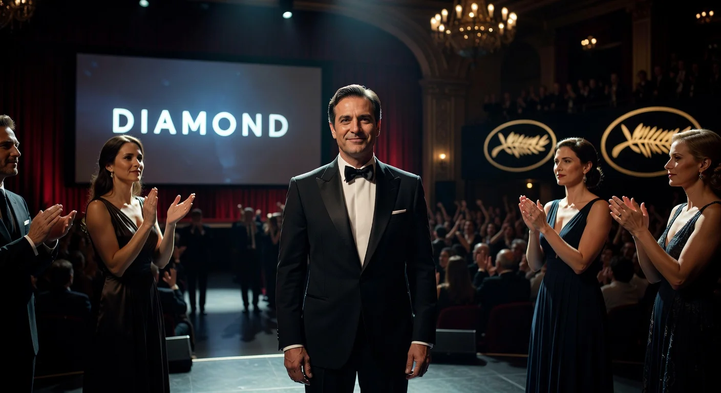 Andy Garcia at the Cannes premiere of Diamond receiving a standing ovation with co-stars.