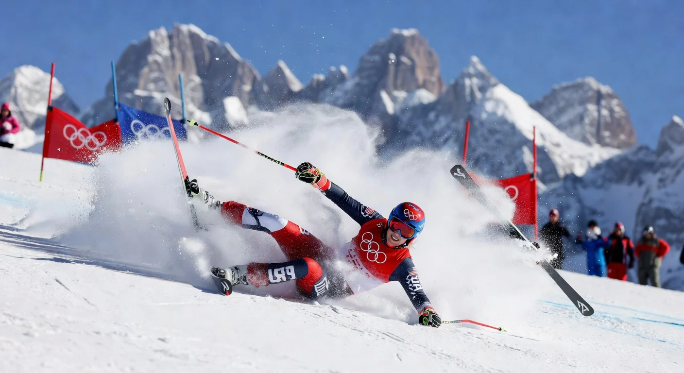 Lindsey Vonn crashes spectacularly early in the Olympic women's downhill race, tumbling down the snowy slope in Dobbiaco, Italy.
