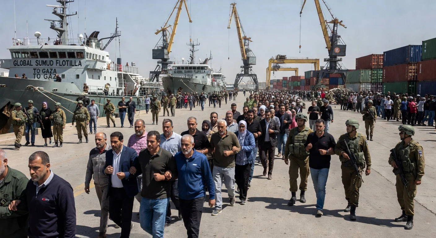 Israeli navy detaining Gaza aid flotilla activists at Ashdod port