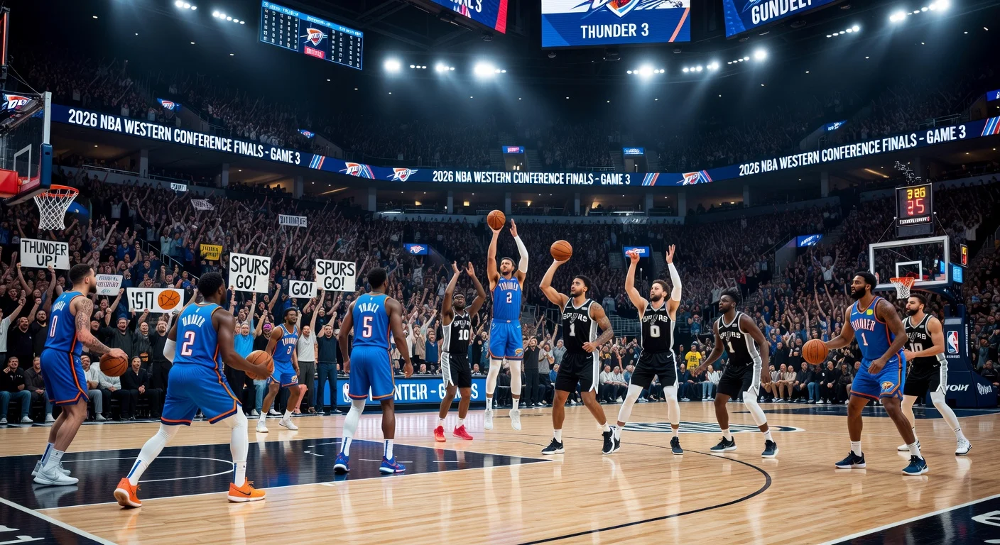 Oklahoma City Thunder and San Antonio Spurs players warming up before NBA playoff game