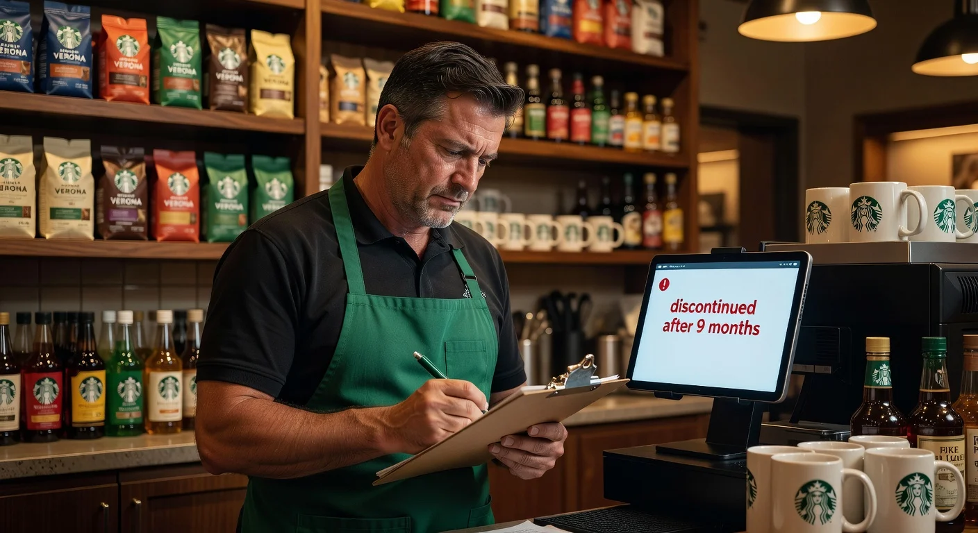 A Starbucks employee manually counting store inventory after the company abandoned its AI tool.