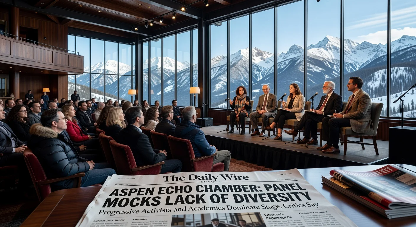 Illustration of Aspen Ideas Festival criticized by Daily Wire opinion piece for left-leaning speaker lineup and lack of diversity