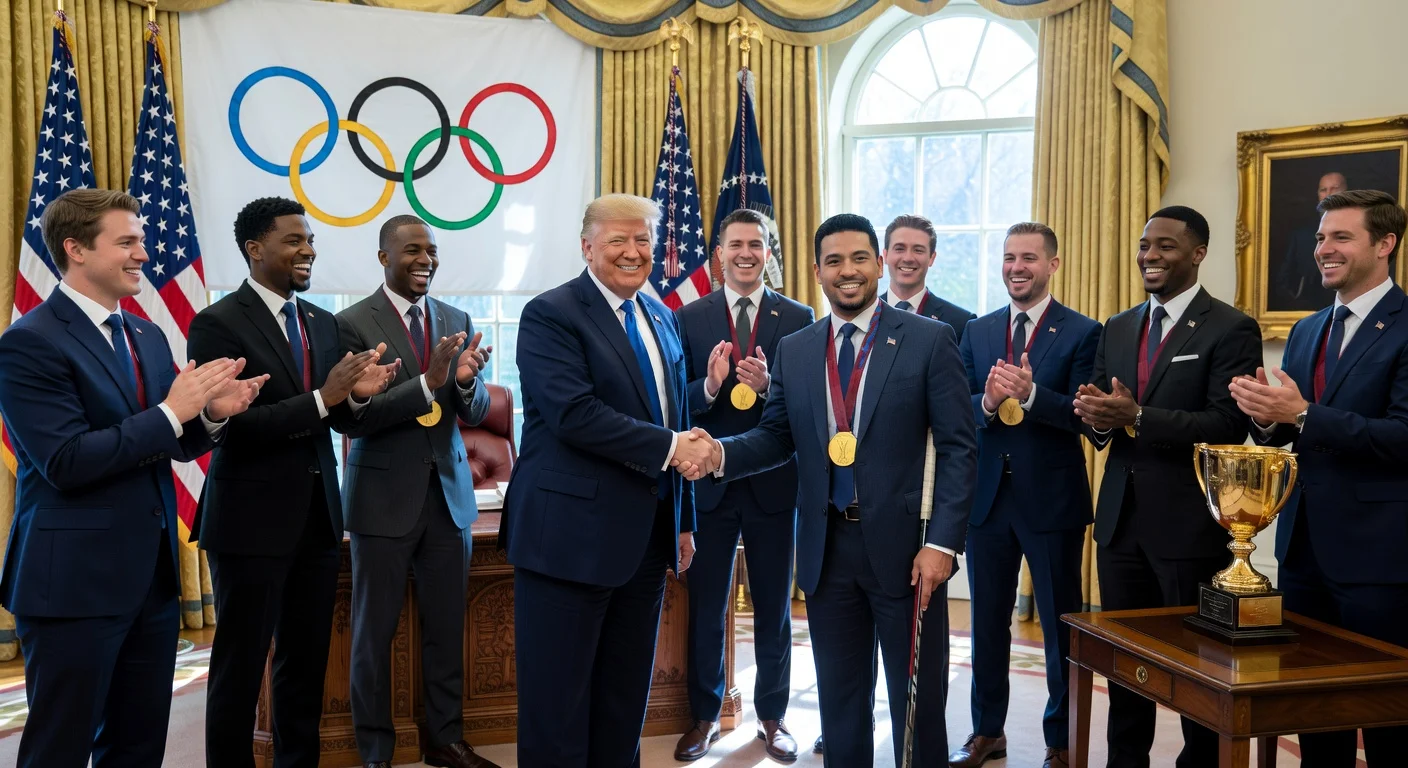 U.S. men's hockey team, fresh off 2026 Olympic gold win, meets President Trump at the White House.