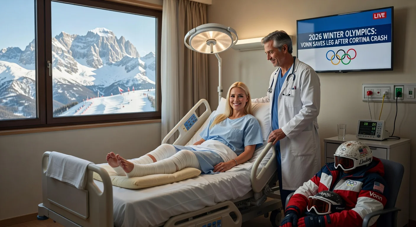 Lindsey Vonn recovering optimistically in hospital after surgery that saved her leg from amputation following Olympic crash.