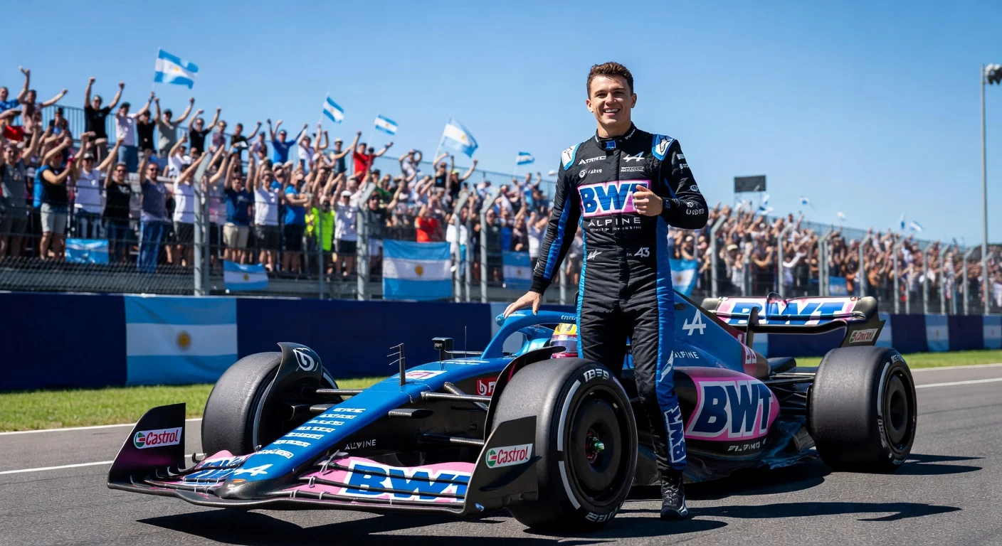 Franco Colapinto celebrating sixth place at Canadian Grand Prix