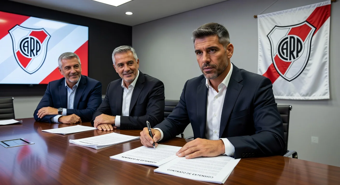 Nicolás Otamendi signing contract with River Plate football club