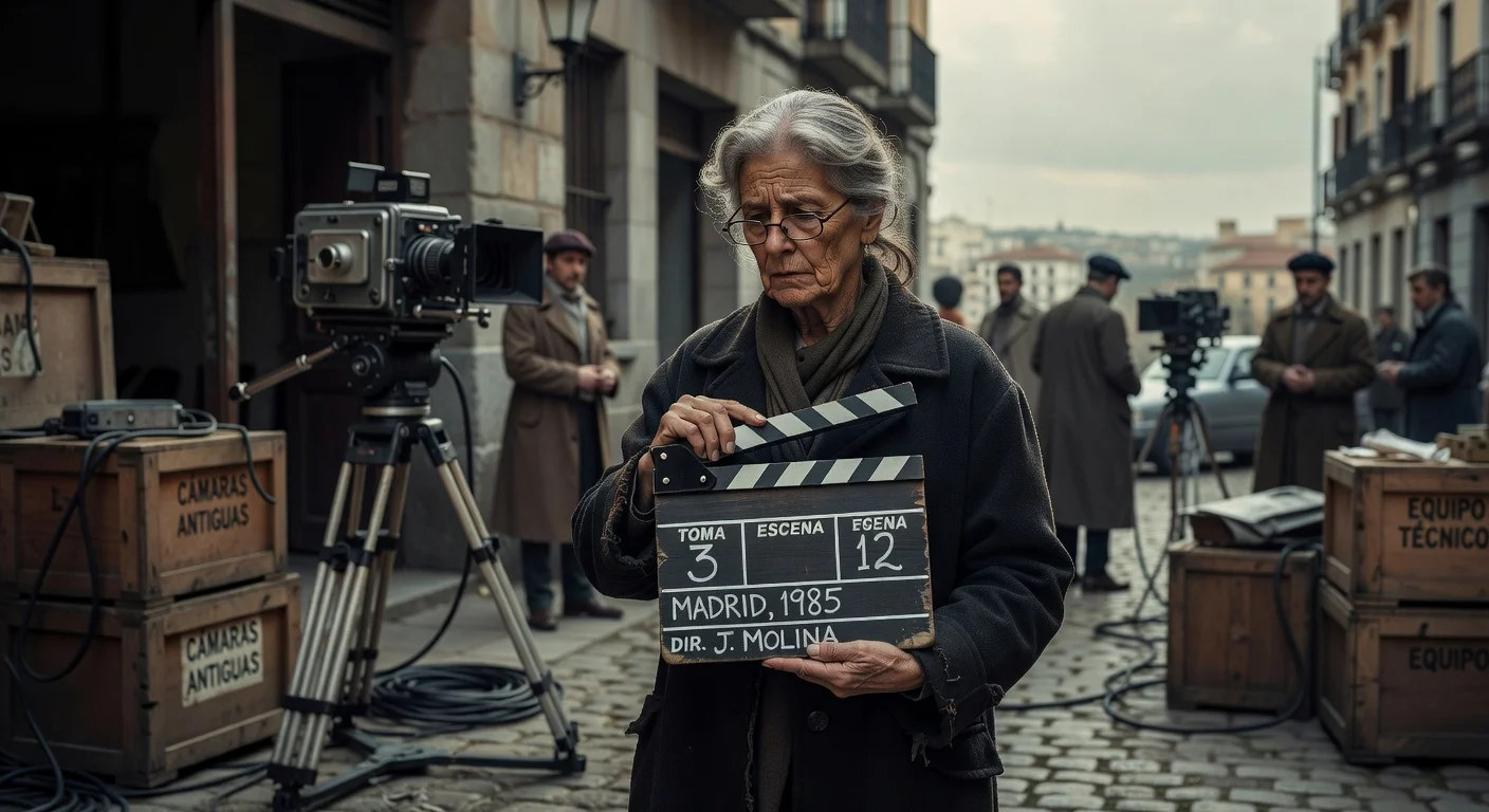 A portrait of the late filmmaker Josefina Molina on a movie set, suitable for a news article about her death.