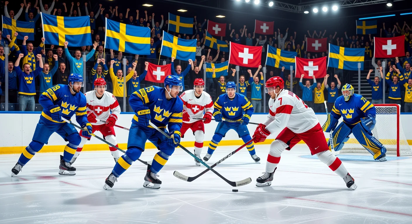 Ice hockey quarterfinal match between Sweden and Switzerland at the world championships
